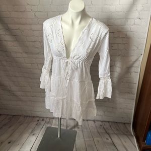 Open Front Eyelet Lace Kimono / cover up